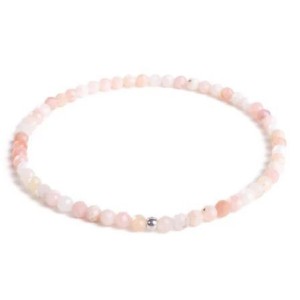 Minerální náramek přírodní Opál růžový a stříbro AG925