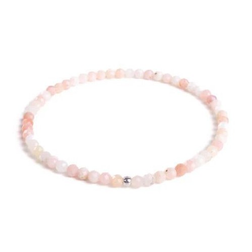 Minerální náramek přírodní Opál růžový a stříbro AG925