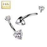 Zlatý piercing do pupíku - srdce, Au 585/1000