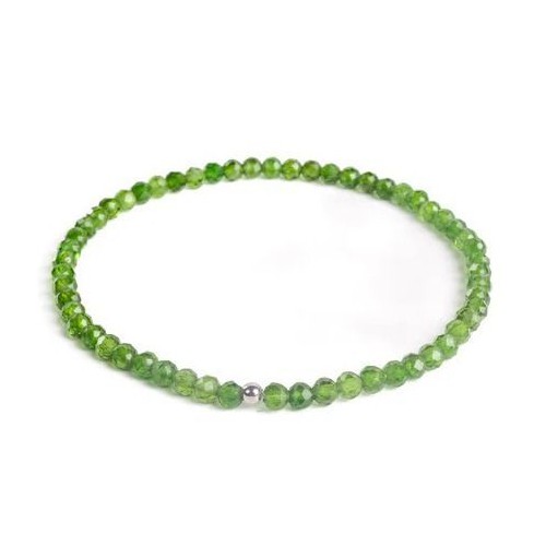 Minerální náramek přírodní Diopsid a stříbro AG925