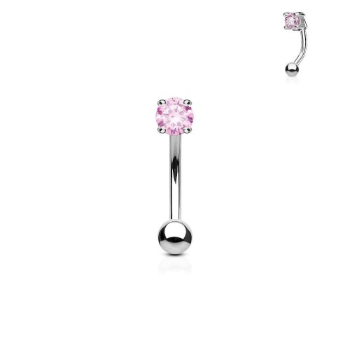 Piercing do obočí - zirkon (růžový)