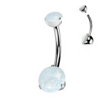 Piercing do pupíku - TITAN, bílý opál