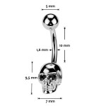 Piercing do pupíku lebka