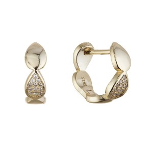 Pozlacené stříbrné náušnice tvarované kruhy 11614.1