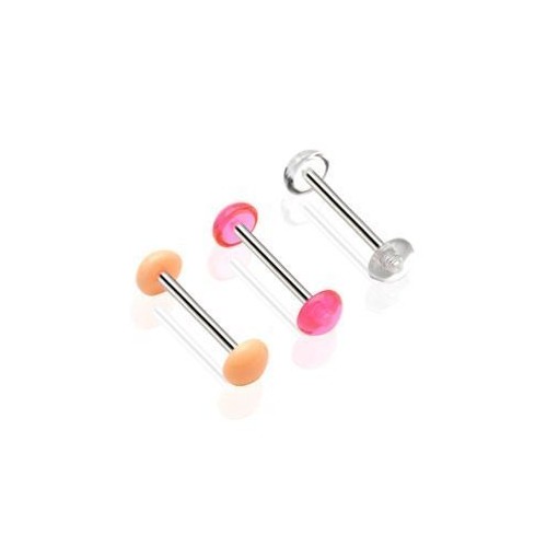 Piercing do jazyku činka s akrylátovými půlkuličkami HWBA48 (čirá)