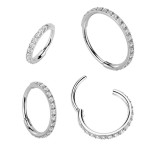 Ocelový piercing - segment kruh se zirkony (0,8 x 6 mm)