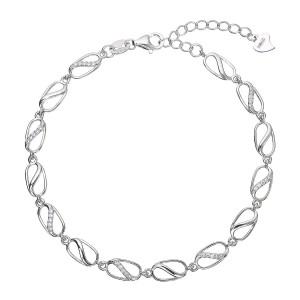 Stříbrný náramek kávová zrna se zirkony 13083.1 crystal