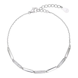 Stříbrný náramek obdélníky a zirkony 13080.1 crystal