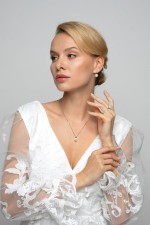 Sada šperků s krystaly Swarovski náušnice a přívěsek bílá perla kulaté 39091.1