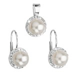 Sada šperků s krystaly Swarovski náušnice a přívěsek bílá perla kulaté 39091.1