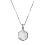 Stříbrný náhrdelník hexagon s bílou perletí 12149.1