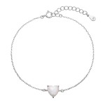 Stříbrný náramek se syntetickým opálem bílé srdce 13088.1 white