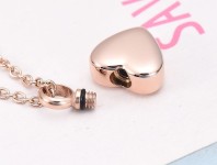 Náhrdelník - pamětní přívěsek, pietní přívěsek, přívěsek na popel srdíčko rose gold