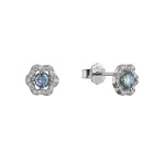 Stříbrné náušnice kytičky s modrým zirkonem 11702.3 blue
