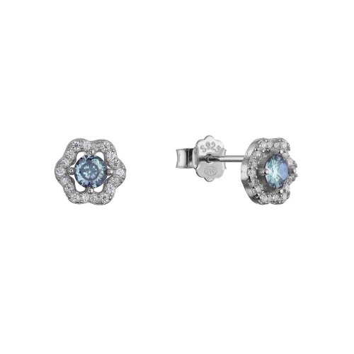 Stříbrné náušnice kytičky s modrým zirkonem 11702.3 blue
