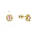Pozlacené stříbrné náušnice kytičky s růžovým zirkonem 11702.3 rose