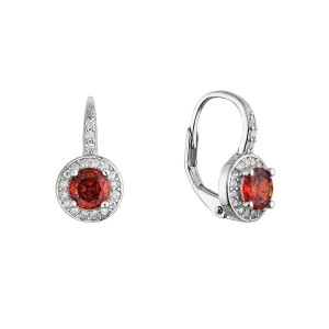 Stříbrné náušnice kulaté se zirkony 11637.3 garnet