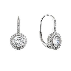 Stříbrné náušnice s výrazným kulatým zirkonem 11636.1