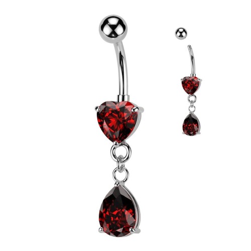 Visací piercing do pupíku (červená)