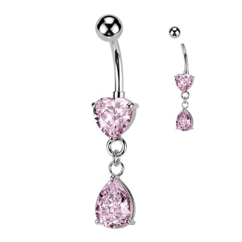 Visací piercing do pupíku (růžová)