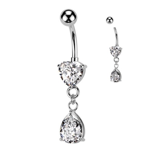 Visací piercing do pupíku (čirá)