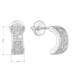 Stříbrné náušnice pecka se zirkonem bílý půlkruh 11254.1