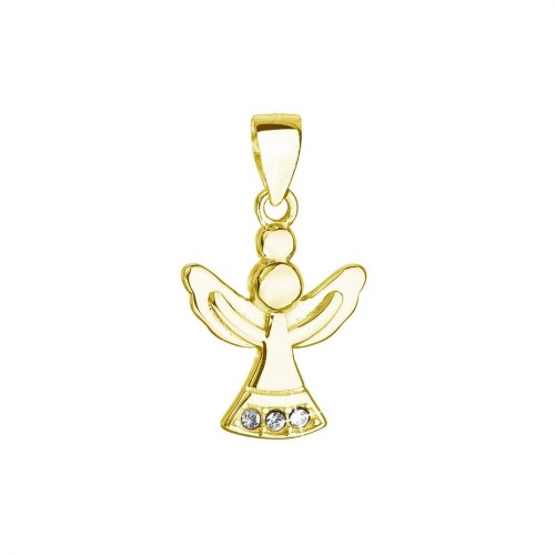Pozlacený stříbrný přívěsek anděl se Swarovski krystaly bílý 32078.1