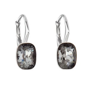 Stříbrné náušnice visací s krystaly Swarovski černý obdélník 31278.5