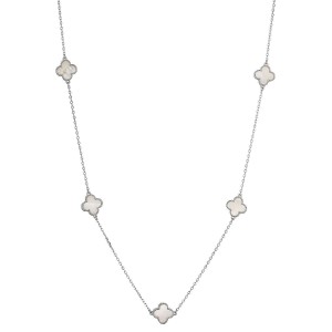 Stříbrný náhrdelník čtyřlístky s perletí 12150.1