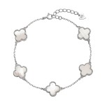 Náramek stříbrný perleťové čtyřlístky 13089.1