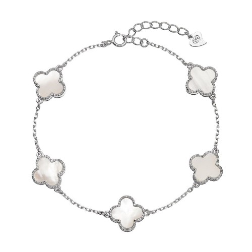 Náramek stříbrný perleťové čtyřlístky 13089.1