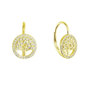Pozlacené stříbrné náušnice strom života se zirkony 11713.1