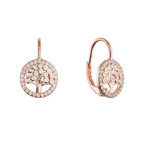 Pozlacené stříbrné náušnice strom života se zirkony 11713.1 rose gold