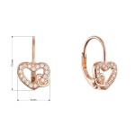 Pozlacené stříbrné náušnice propletená srdíčka 11718.1 rose gold