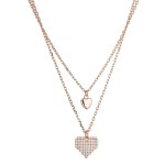 Pozlacený dvouřadý náhrdelník srdíčka 12153.1 rose gold