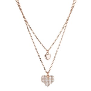 Pozlacený dvouřadý náhrdelník srdíčka 12153.1 rose gold