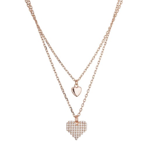 Pozlacený dvouřadý náhrdelník srdíčka 12153.1 rose gold