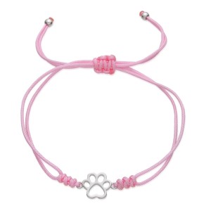 Dětský textilní náramek se stříbrnou tlapičkou