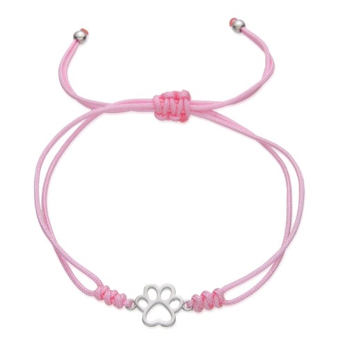 Dětský textilní náramek se stříbrnou tlapičkou