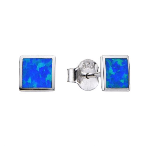 Stříbrné náušnice s modrým opálem