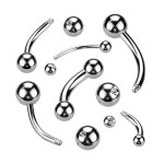 Piercing do obočí - kuličky, tl. tyčky 1,6 mm (1,6 x 10 mm, 4 mm kuličky)