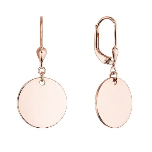 Pozlacené stříbrné náušnice placičky velké 61135 rose gold