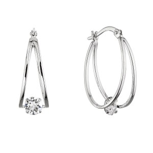 Stříbrné náušnice hladké kruhy se Swarovski krystalem 31323.1