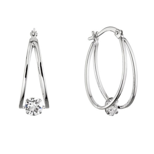 Stříbrné náušnice hladké kruhy se Swarovski krystalem 31323.1