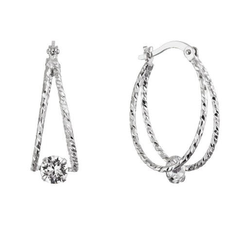 Stříbrné náušnice vzorované kruhy se Swarovski krystalem 31324.1