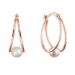 Pozlacené stříbrné náušnice hladké kruhy se syntetickou perlou 31325.1 rose gold