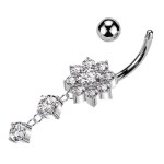 Visací piercing do pupíku kytička