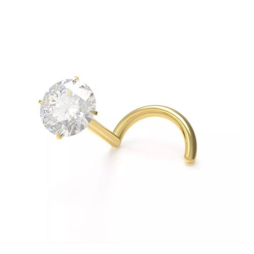 Zlatý piercing do nosu s diamantem 3 mm, Au 585/1000