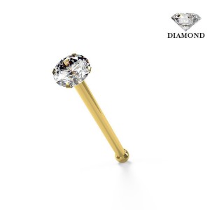 Zlatý piercing do nosu s diamantem 1,4 mm, Au 585/1000