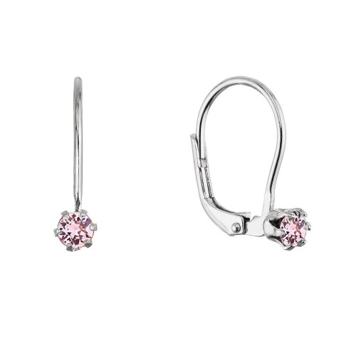 Stříbrné visací náušnice s Preciosa krystalem 31322.3 lt. rose